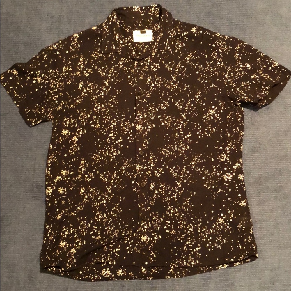 Topman White Splatter Short Sleeve Button Down